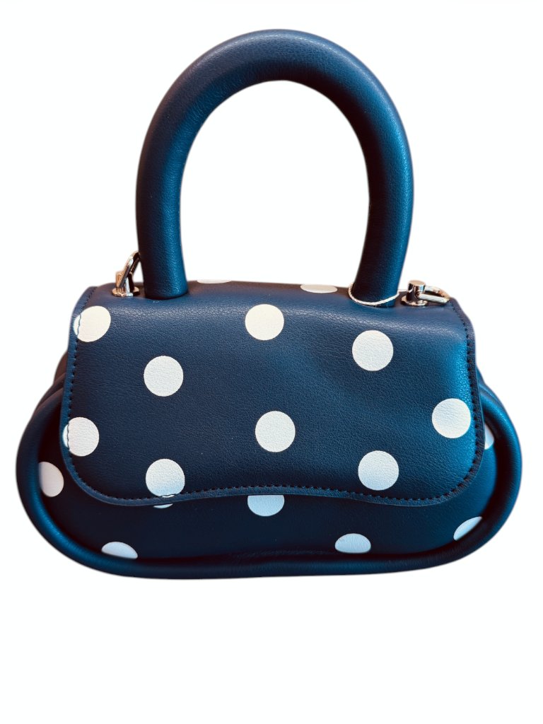 Nowt Melie Bianco Cici Vegan Leather Crossbody In Navy With White Dots